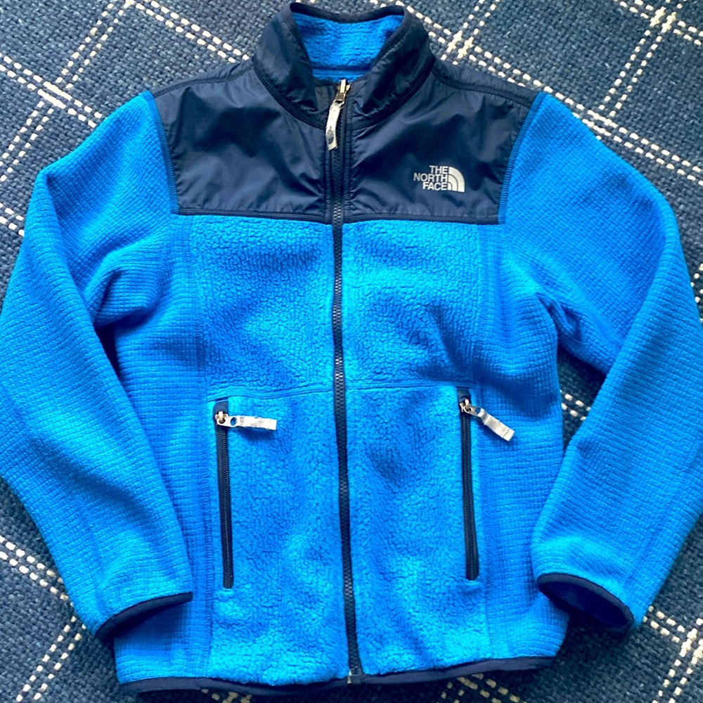 North face blue fleece jacket sz youth medium